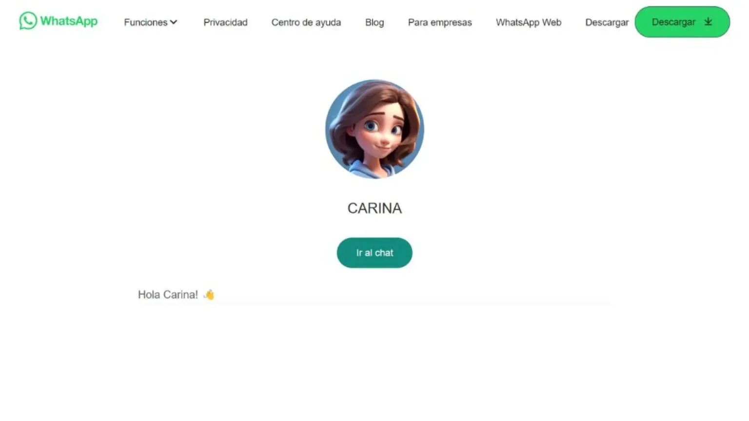 “Carina” la inteligencia artificial de Whatsapp “Carina” la inteligencia artificial de Whatsapp
