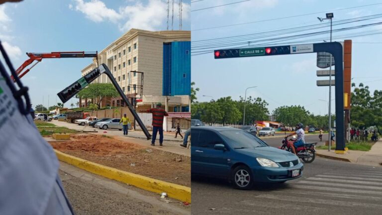 Reinstalan semáforos en la circunvalación 2 afectados por las lluvias
