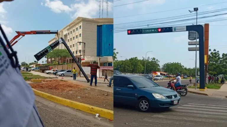 Reinstalan semáforos en la circunvalación 2 afectados por las lluvias