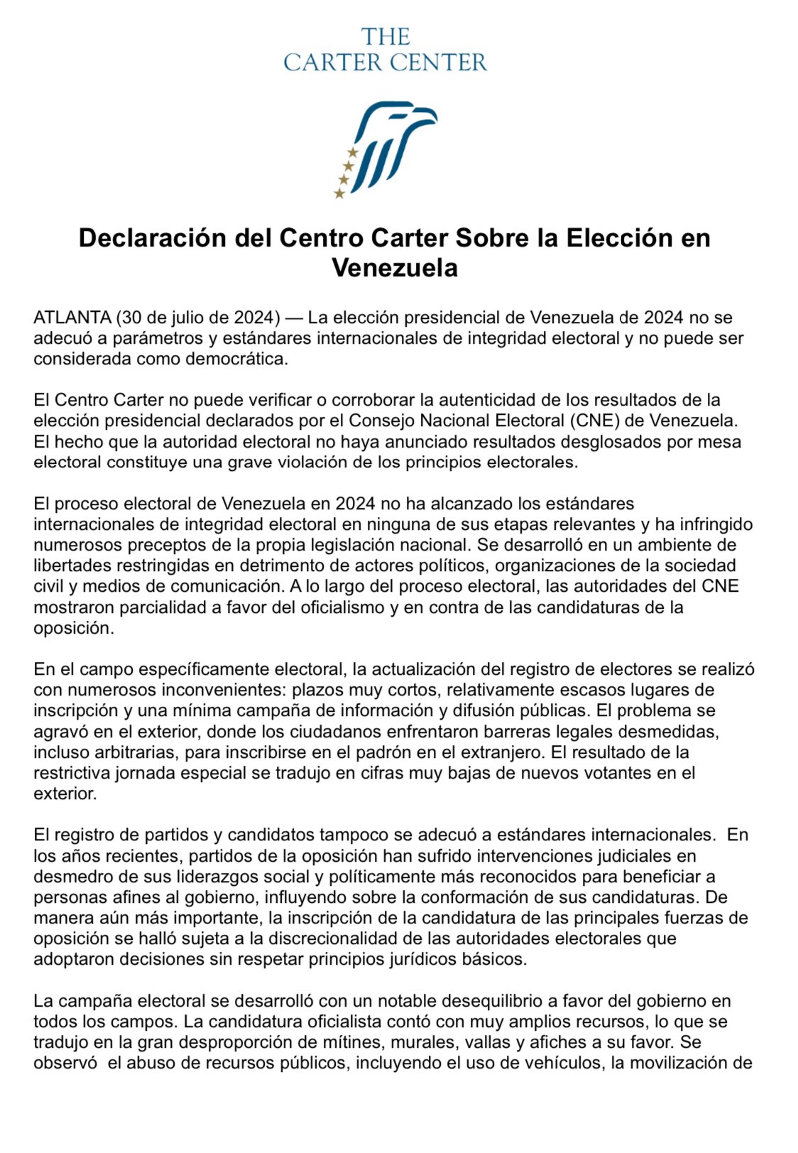 centro carter comunidado
