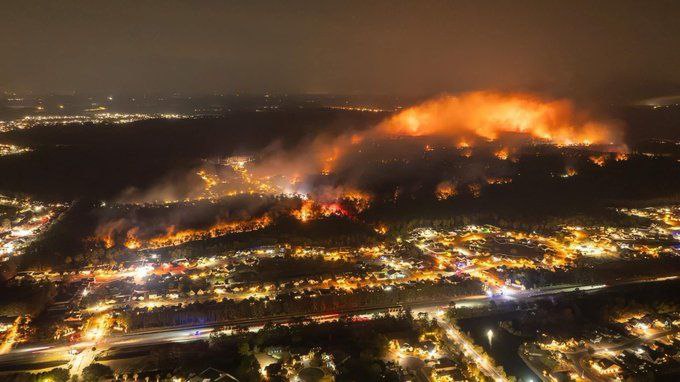 Incendios forestales descontrolados en Carolina del Norte y Carolina del Sur