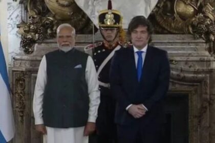 El presidente Javier Milei recibe en la Casa Rosada a Narendra Modi, el primer ministro de India
