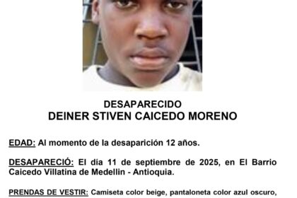 El menor Deiner Stiven Caicedo desapareció en Medellín