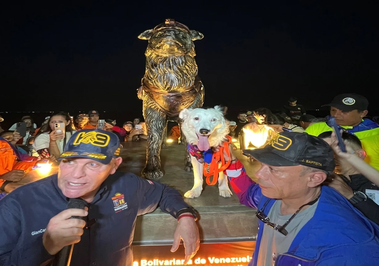Develan en Maracaibo estatua de bronce en honor al perro rescatista Tsunami