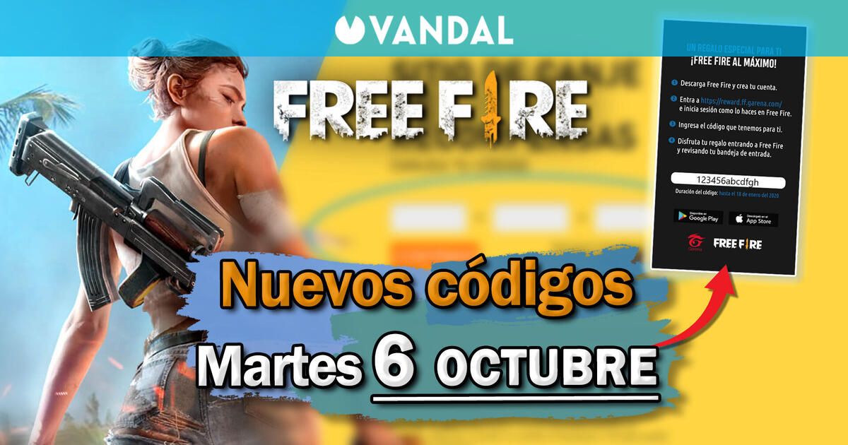Vandal publica códigos de Garena Free Fire para el 5 y 6 de octubre