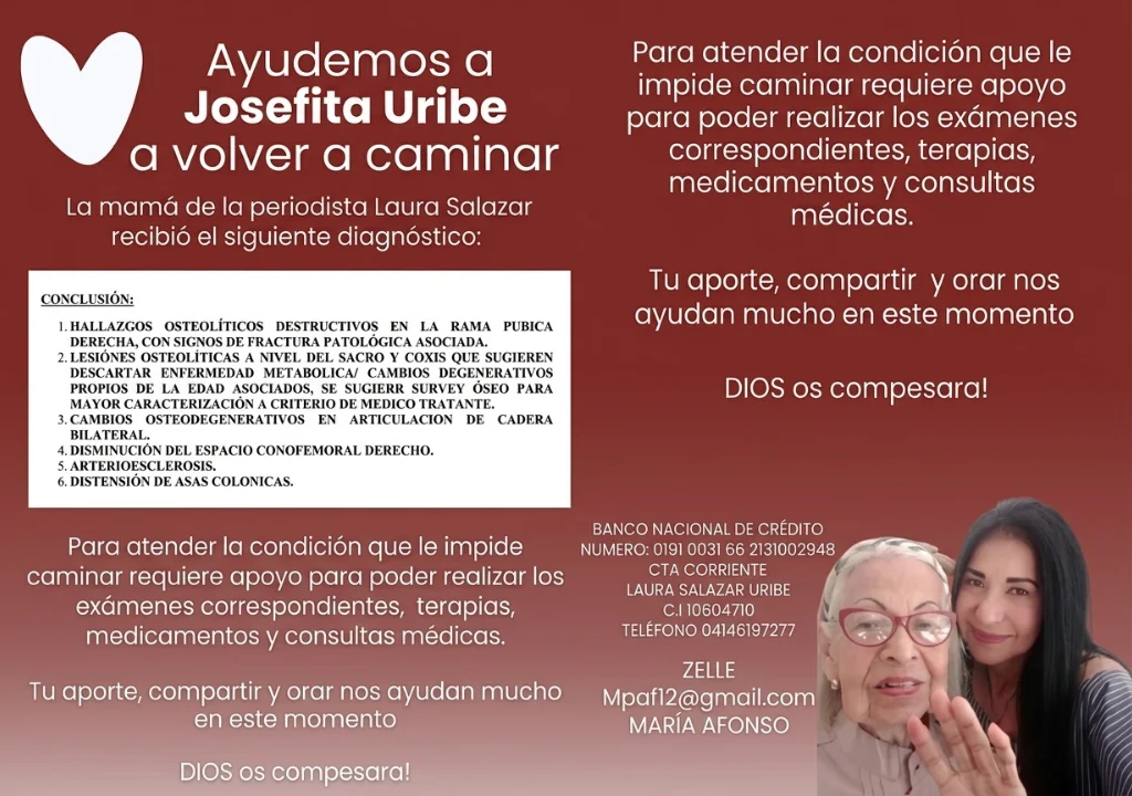 Laura Salazar solicita apoyo económico para tratar la salud de su madre