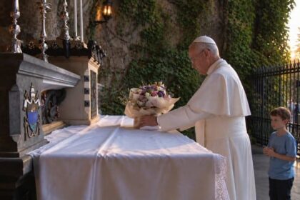 León XIV rezó con niños por la paz en el Vaticano