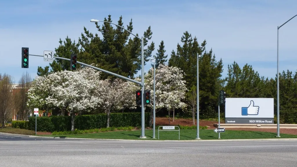 Acuerdo de Meta: la sede de la compañía en Menlo Park, California, con el histórico letrero de Facebook a la entrada del campus