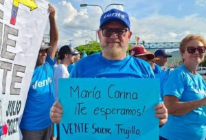 Antonio Delgado liberado, coordinador de Vente Venezuela en Sucre, Trujillo, en una movilización opositora