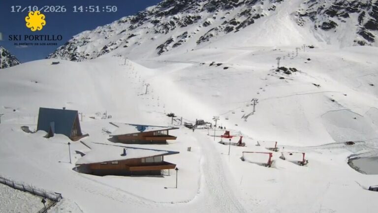 Avalancha en Chile: imagen de la cámara del centro de Ski Portillo minutos después del alud en Laguna del Inca