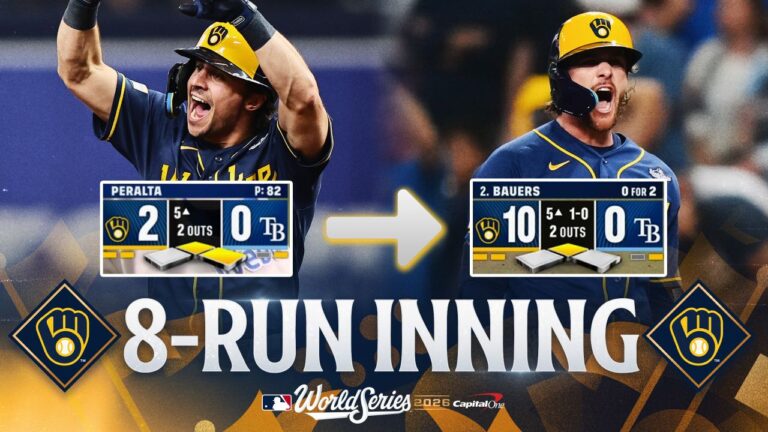 Acción del Juego 3 de la Serie Mundial 2026 entre Cerveceros y Rays en Tampa Bay