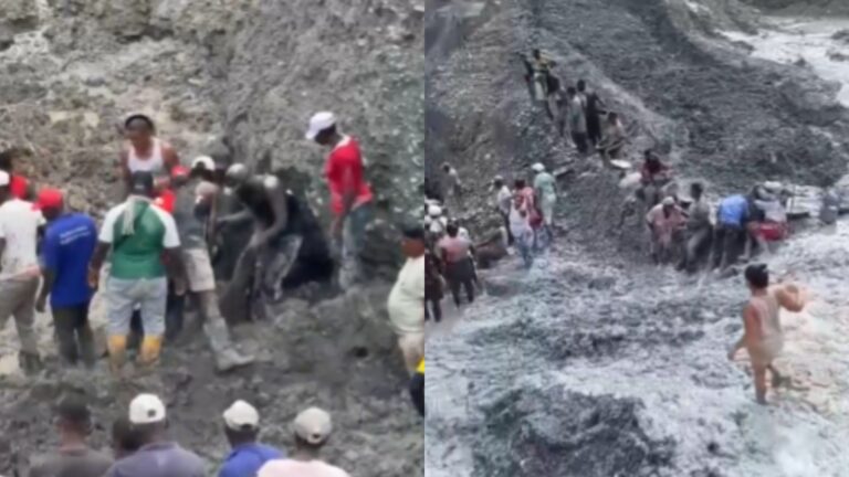 Deslizamiento en una mina de oro en Nariño: trabajadores y habitantes buscan entre el lodo en Santa Bárbara de Iscuandé