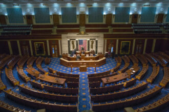 La Cámara Baja de Estados Unidos, el hemiciclo de la Cámara de Representantes en el Capitolio