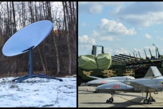 Starlink en Ucrania: antena satelital en la nieve y drones militares