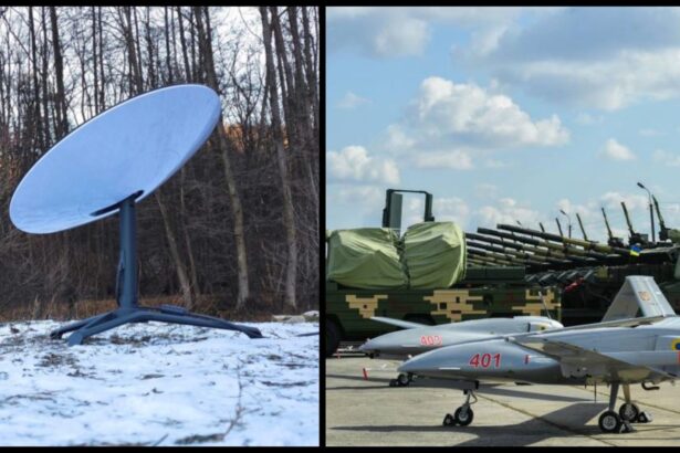Starlink en Ucrania: antena satelital en la nieve y drones militares