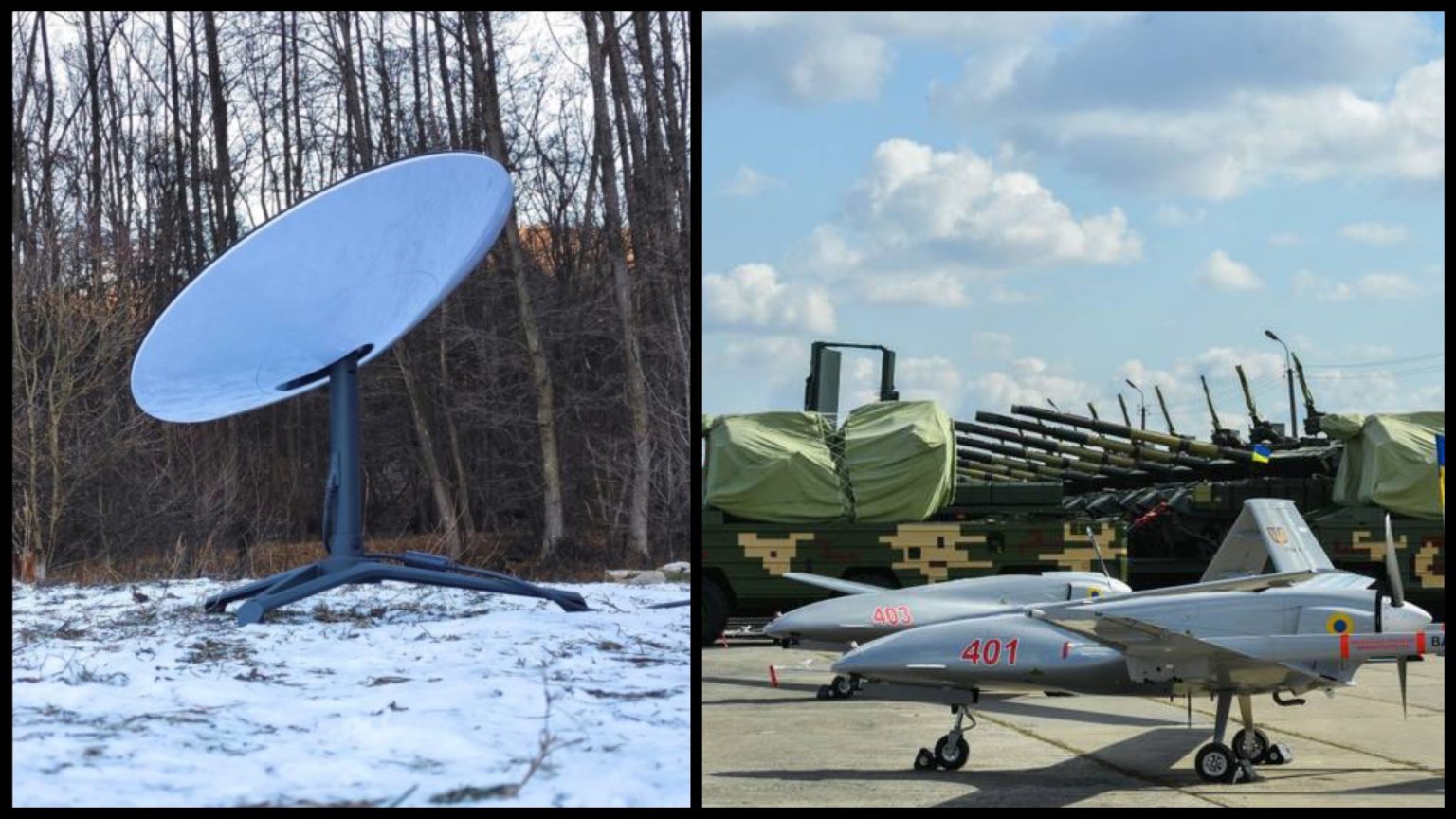 Starlink en Ucrania: antena satelital en la nieve y drones militares