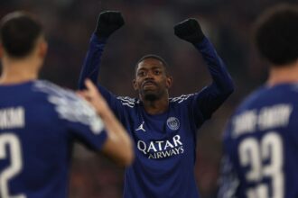Ousmane Dembélé celebra un gol: el PSG vence al Manchester City en la Champions League