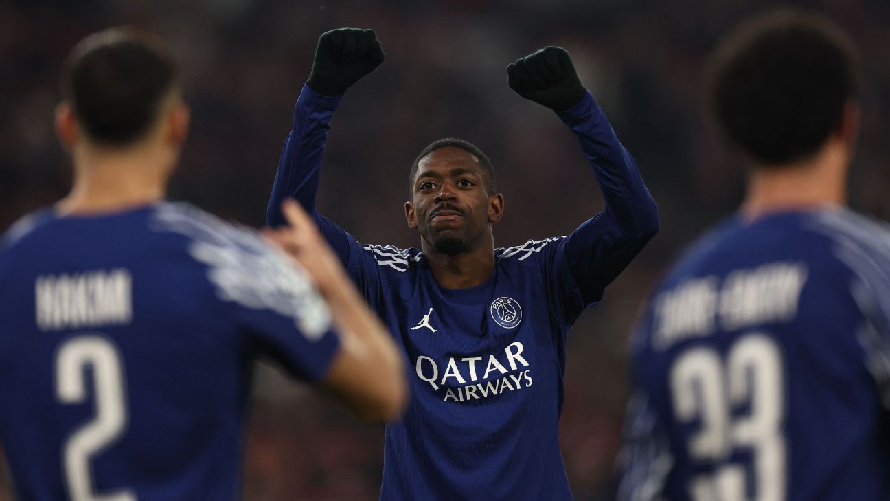 Ousmane Dembélé celebra un gol: el PSG vence al Manchester City en la Champions League