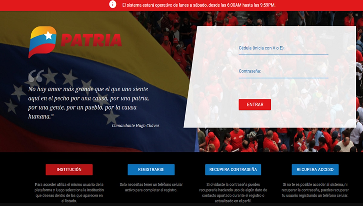 Ingreso Integral de octubre: inicia el pago por Patria a los trabajadores públicos Ingreso Integral de octubre: portal de acceso del Sistema Patria en Venezuela