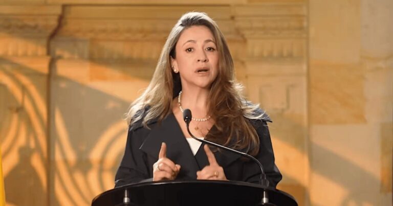 Intervención en San Andrés: Cristina Lombana, secretaria de Transparencia de la Presidencia, durante el anuncio en la Casa de Nariño