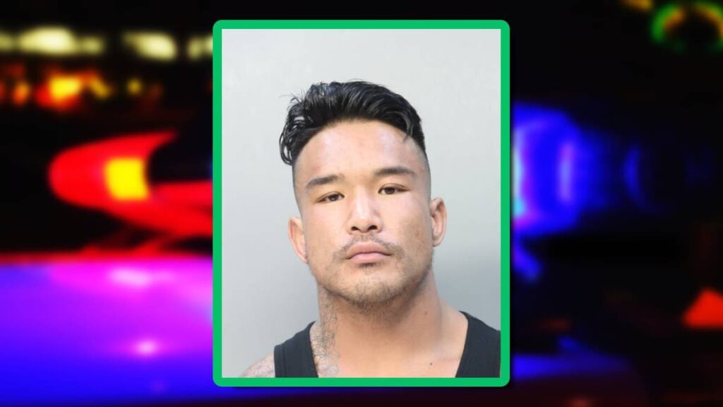 Khuslen Saruultuya, influencer acusado de balear a un repartidor de Uber Eats en Miami-Dade, en su foto de arresto