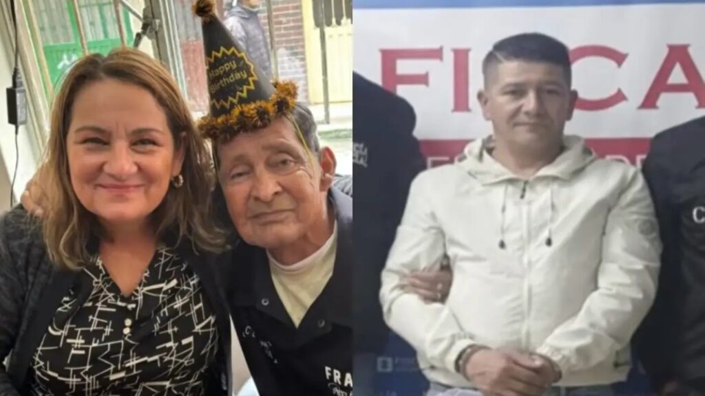 Pareja de abuelos asesinados en Suba: Guillermo Alberto Anzola en una foto familiar y, a la derecha, su exyerno Freddy Alexander Barajas tras la captura del CTI