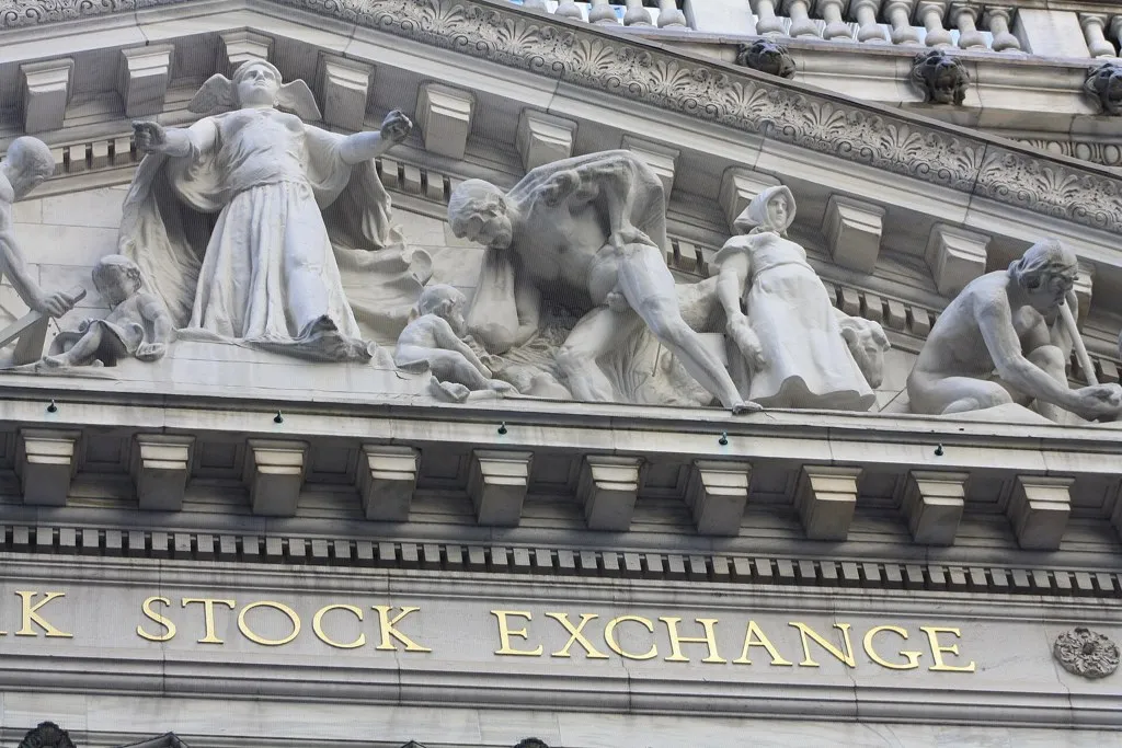 PIB de Estados Unidos: fachada de la Bolsa de Nueva York, en Wall Street