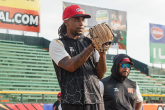 Ronnie Williams Tigres durante su primera práctica con los Tigres de Aragua en la LVBP