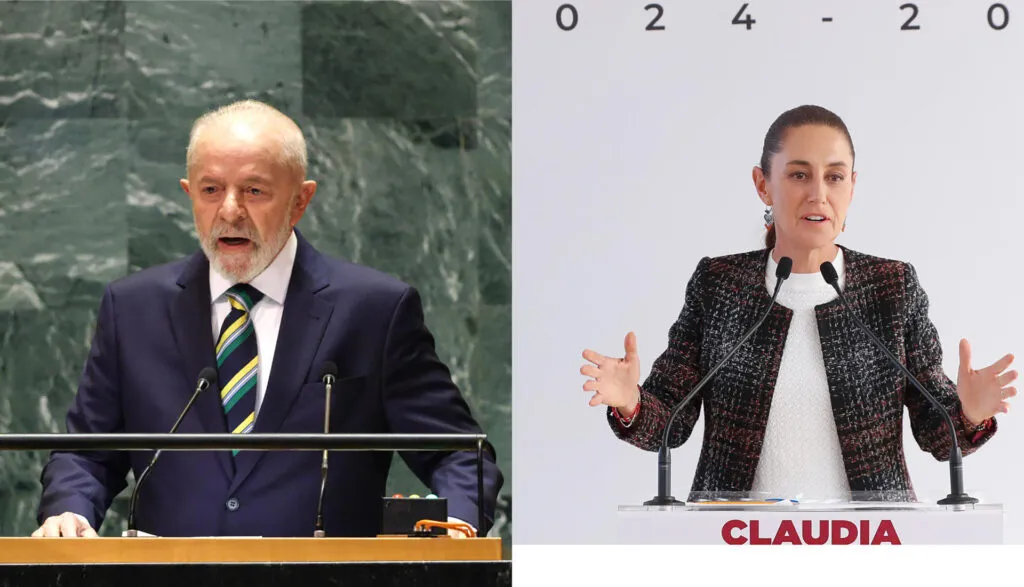Sheinbaum y Lula acuerdan reunirse: Luiz Inácio Lula da Silva, a la izquierda, y Claudia Sheinbaum, a la derecha, en sendos actos oficiales