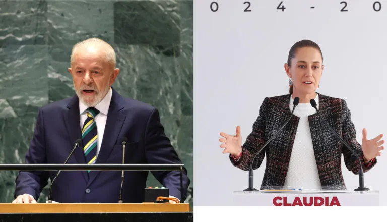 Sheinbaum y Lula acuerdan reunirse: Luiz Inácio Lula da Silva, a la izquierda, y Claudia Sheinbaum, a la derecha, en sendos actos oficiales