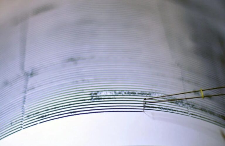 Sismógrafo que registra el sismo de magnitud 5,5 que sacudió Sicilia y las islas Eolias en Italia