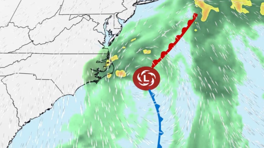 Tormenta del noreste: mapa de la baja presión en formación frente a la costa de Carolina del Norte