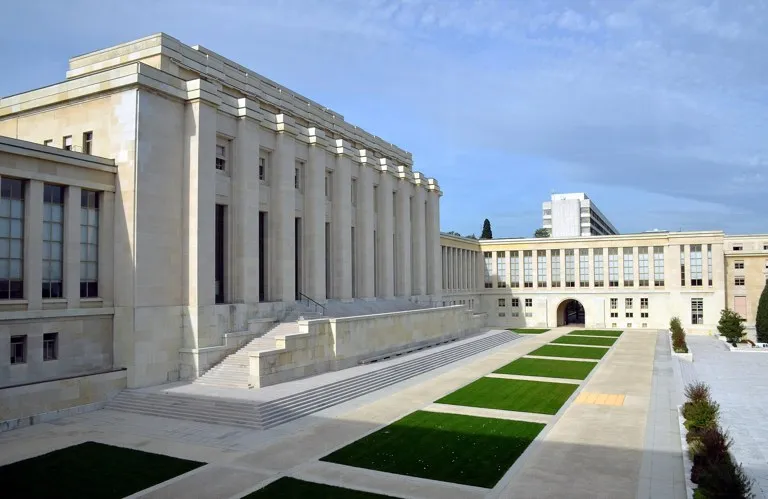 Palacio de las Naciones, sede de la ONU en Ginebra, organismo que sigue el expediente de la Ley contra las ONG de Venezuela