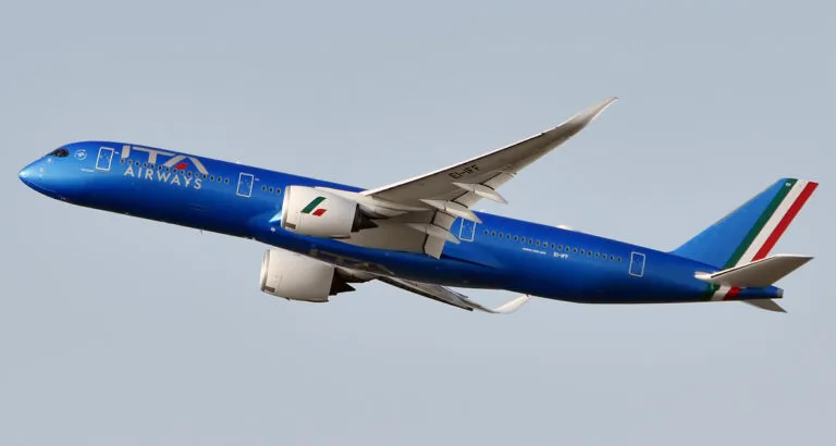 Avión de ITA Airways: la aerolínea reactivará los vuelos Roma Maiquetía con tres frecuencias semanales desde marzo de 2027